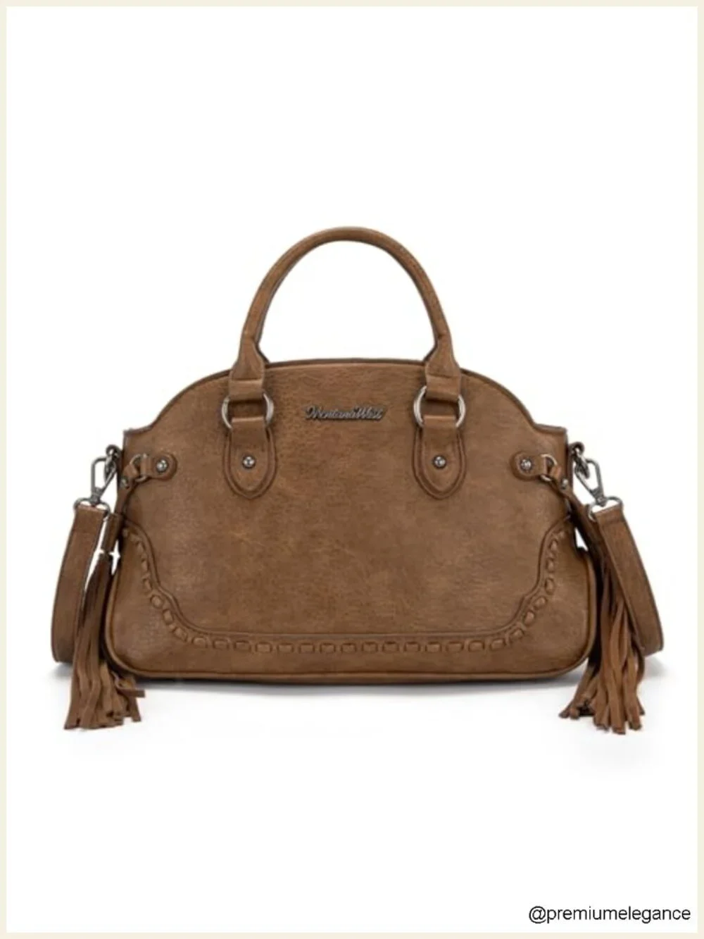 Faux Leather Fringe Satchel Shoulder Bag with Adjustable Strap Tassel Purse
